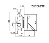 MEDIDAS MONOMANDO BAÑO-DUCHA EMPOTRADO ISYSTICK ZUCCHETTI 